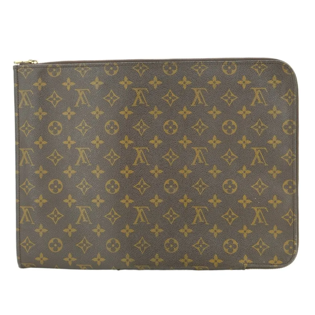 Louis Vuitton Briefcase Vintage Poche Documents Brown Canvas Good - Front View