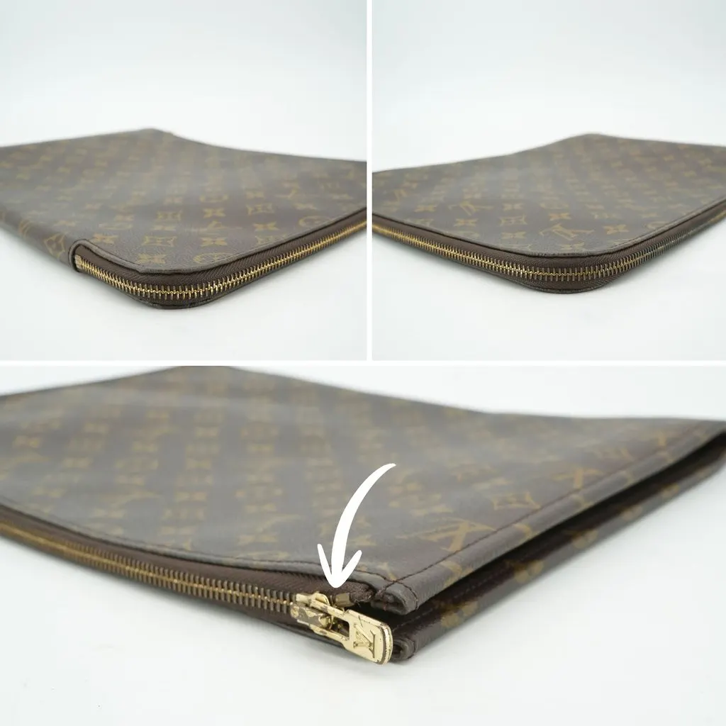Louis Vuitton Briefcase Vintage Poche Documents Brown Canvas Good - Model View