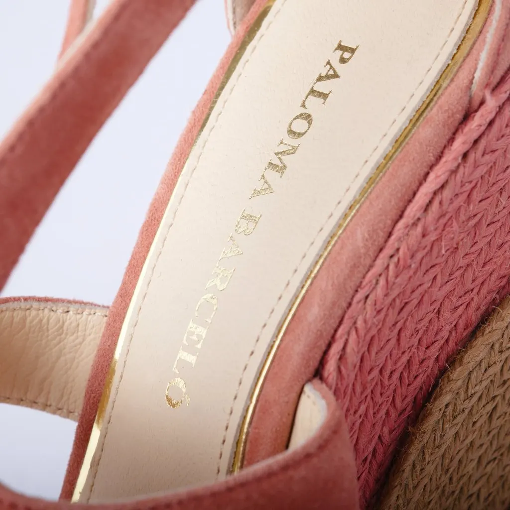 Unsigned Paloma Barceló Pink Suede Platform Espadrille Wedge Sandals - '10s Pink Suede Good - Box View