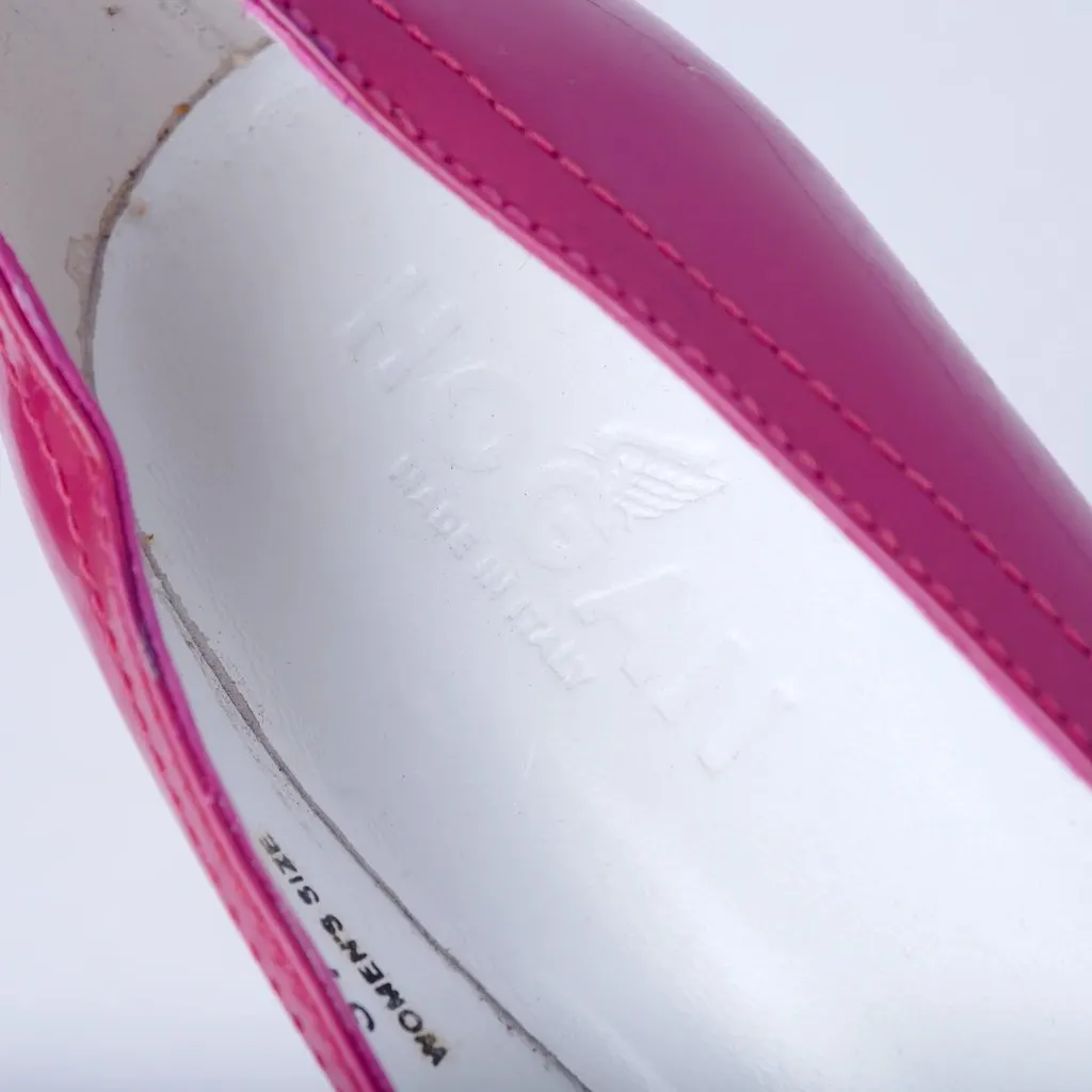 Unsigned Hogan Patent Leather Wedge Pumps- '10s White Leather Good - Box View