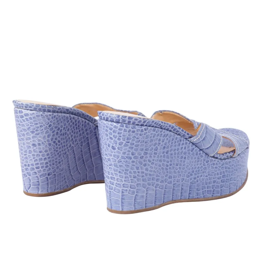 Sergio Rossi Leather Wedge -'00s Blue Leather Good - Inside View