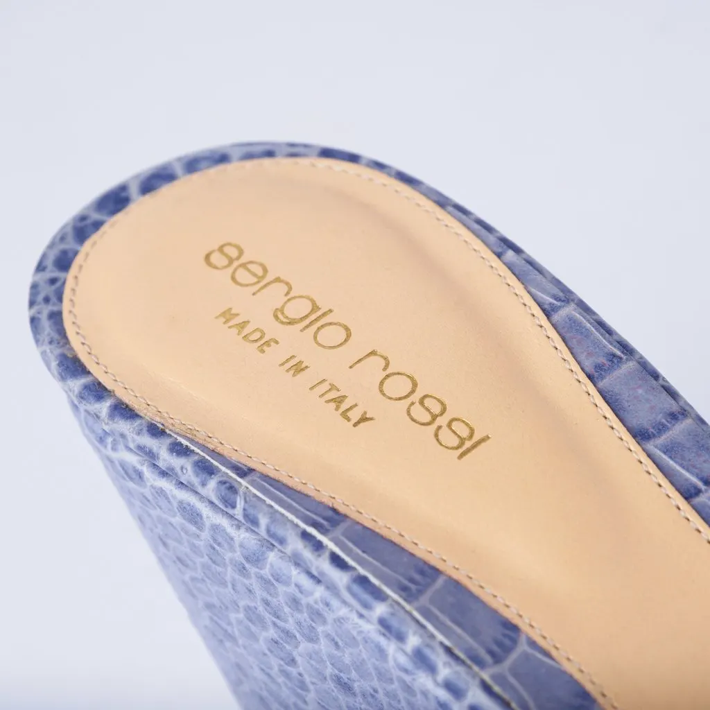 Sergio Rossi Leather Wedge -'00s Blue Leather Good - Model View