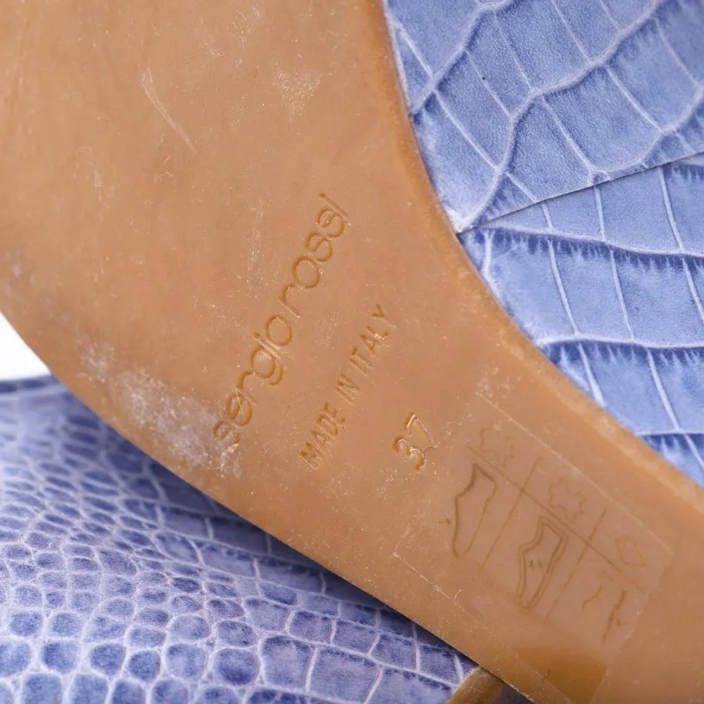 Sergio Rossi Leather Wedge -'00s Blue Leather Good - Box View
