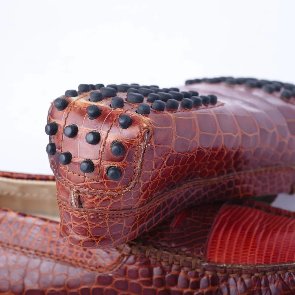 Tod's Cognac Exotic Leather Gommino Driving Loafers - '10s Red Leather Good - Box View