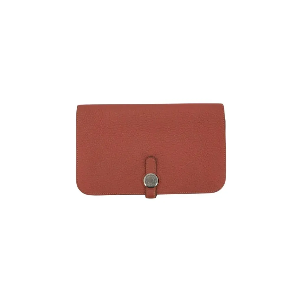 Hermes Wallet Red Leather Good - Front View
