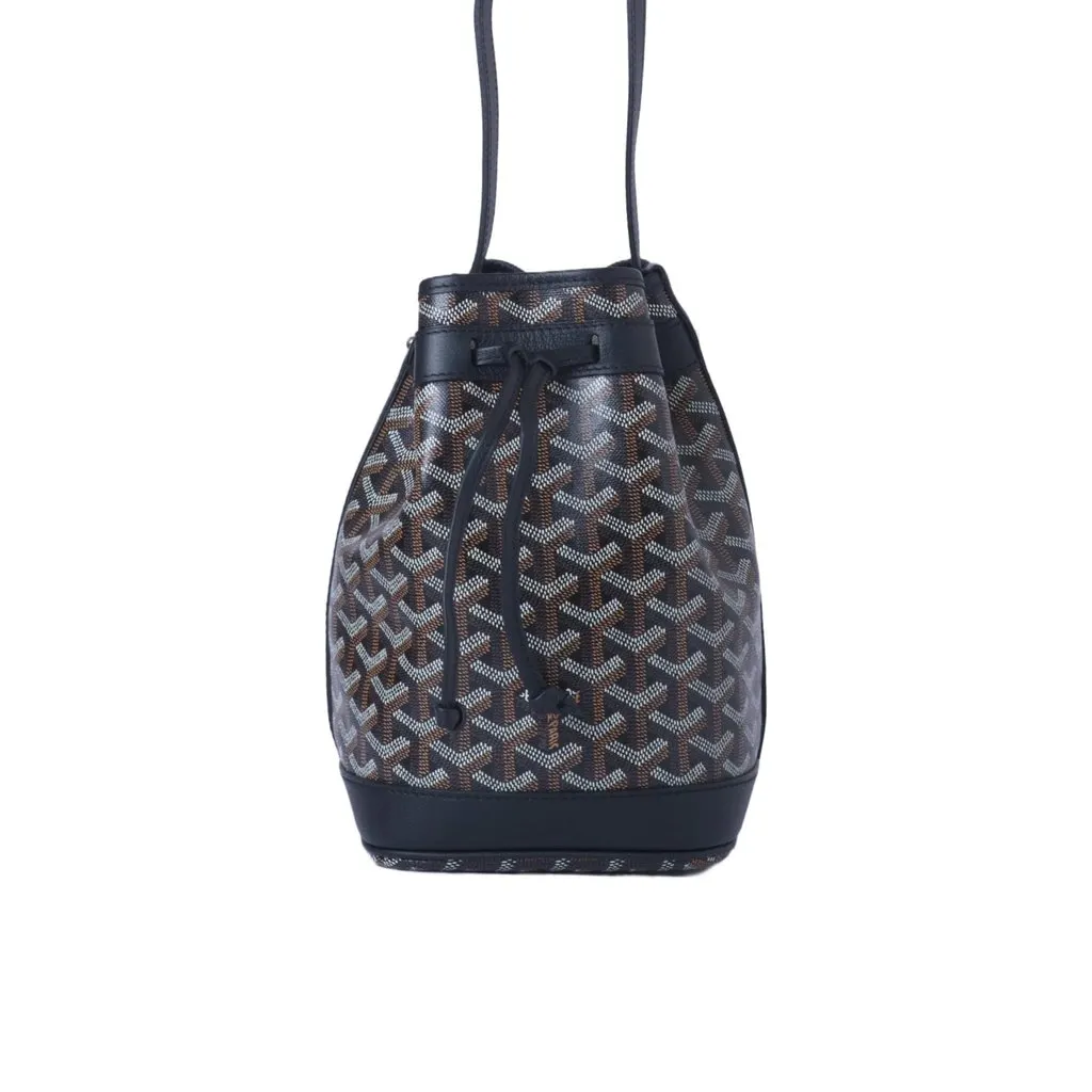 Goyard Goyardine Petit Flot Bucket Bag PM - '10s Black Canvas Good - Front View