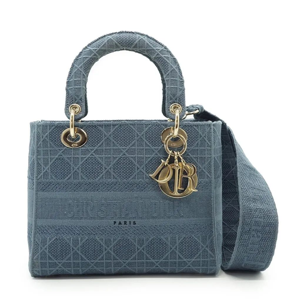 Dior Handbag Lady Dior MultiColor Denim Good - Front View