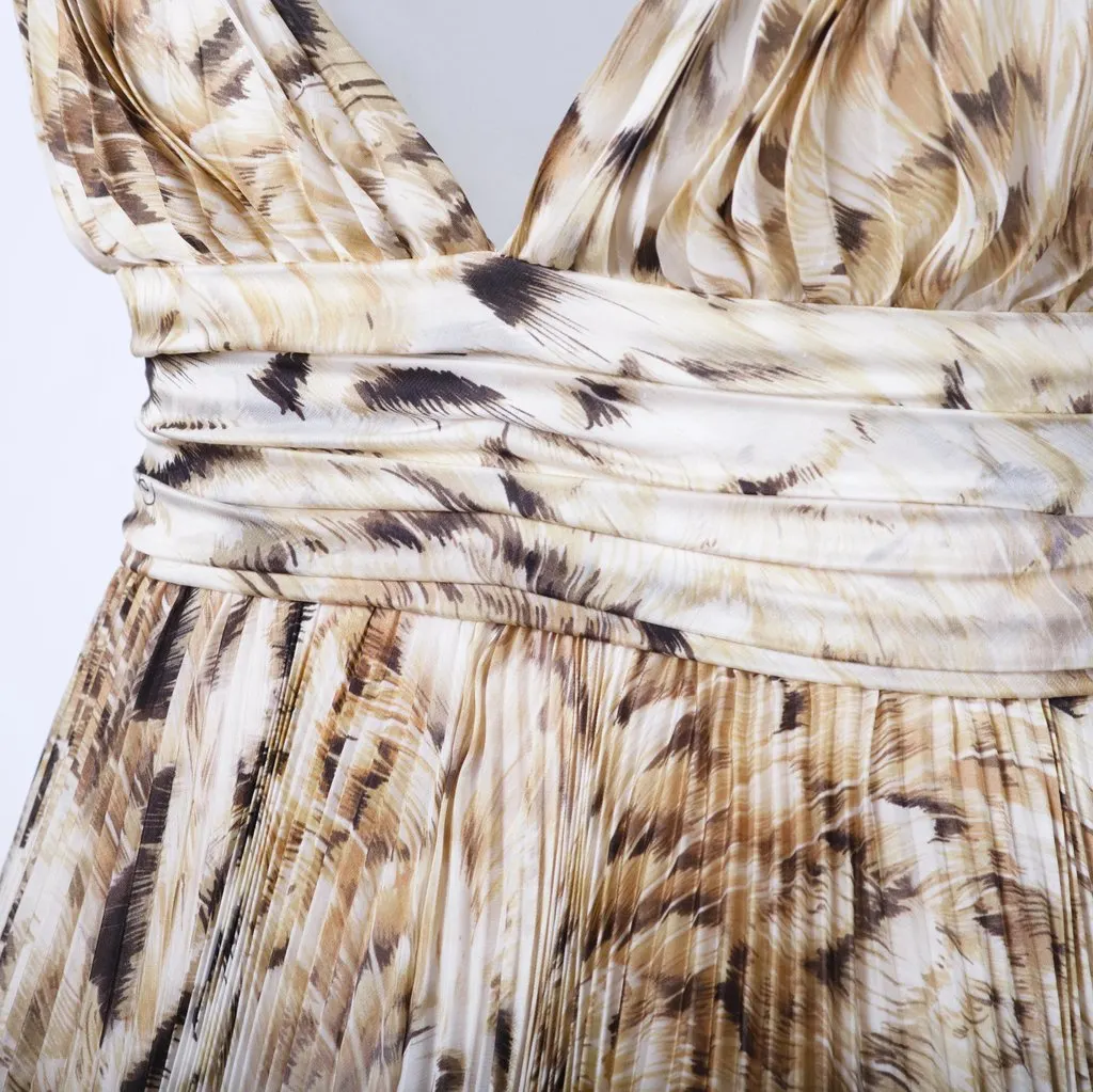 Roberto Cavalli Printed Silk Maxi Dress - '10s Beige Silk Good - Model View