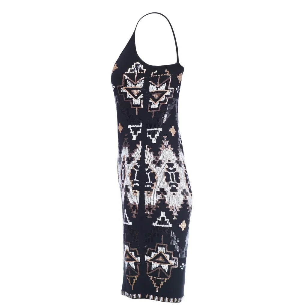 Unsigned Yigal Azrouël Embellished Geometric Bodycon Dress  - '10s Black Good - Back View