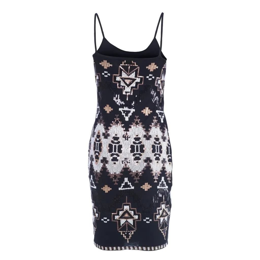 Unsigned Yigal Azrouël Embellished Geometric Bodycon Dress  - '10s Black Good - Inside View