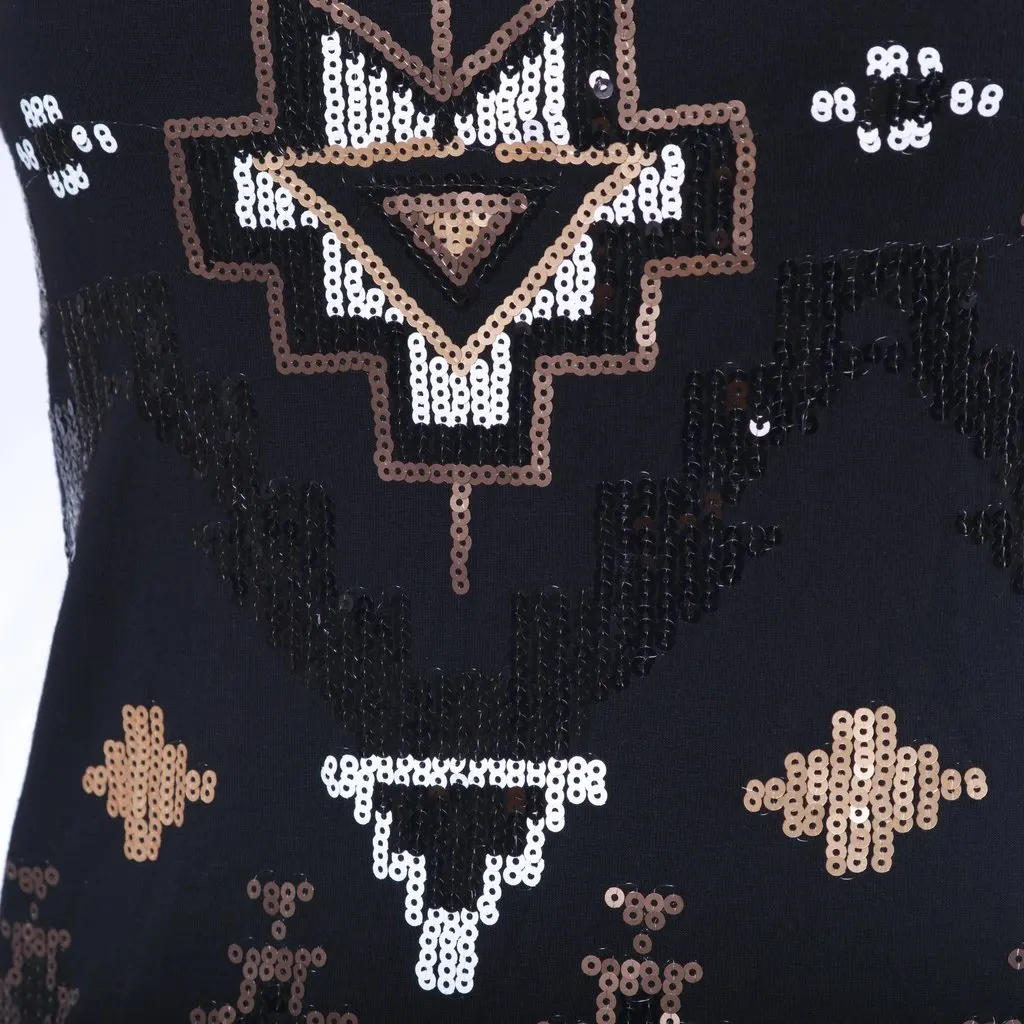 Unsigned Yigal Azrouël Embellished Geometric Bodycon Dress  - '10s Black Good - Box View