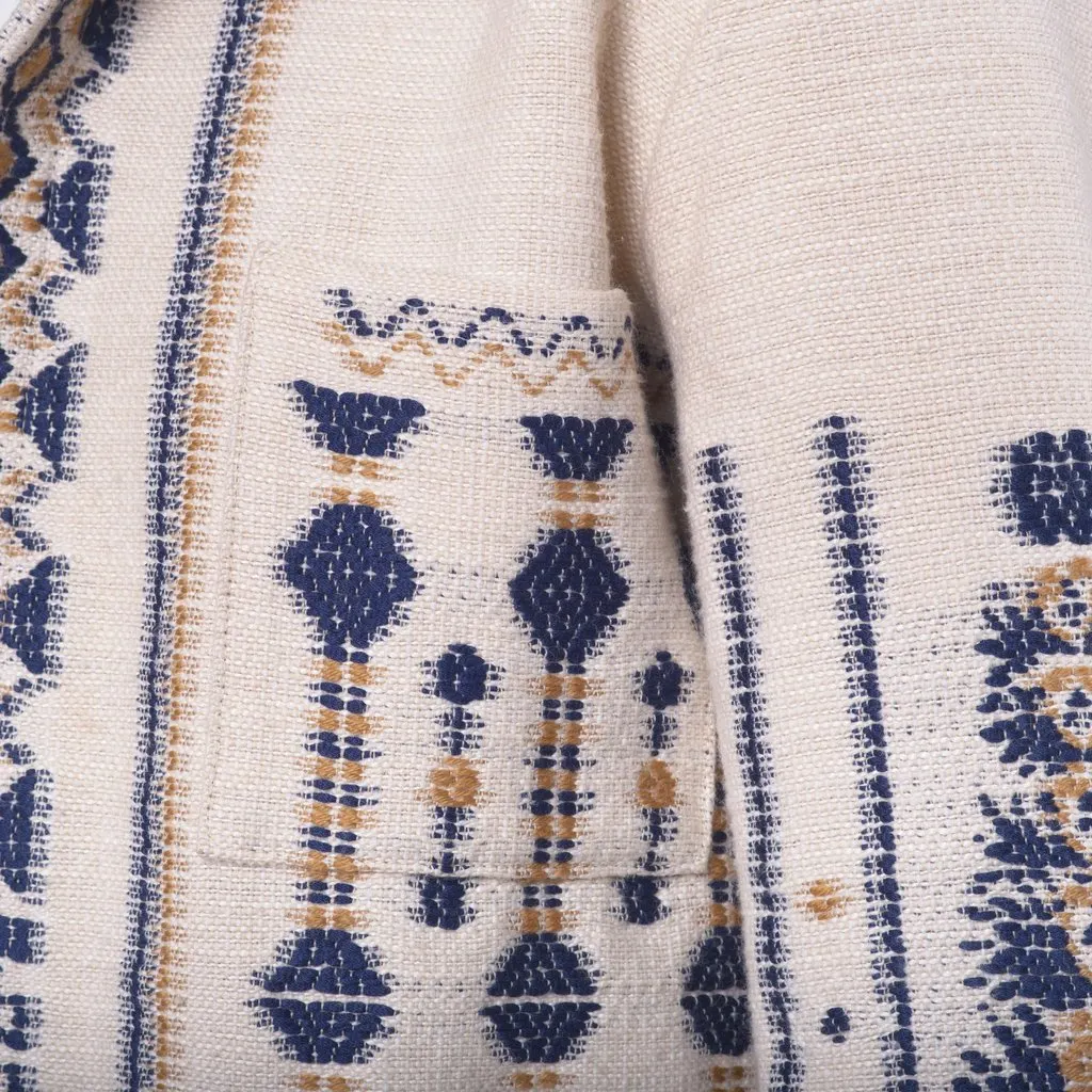 etro Beige & Navy Jacquard Ethnic Jacket - '20s Navy Canvas Good - Box View