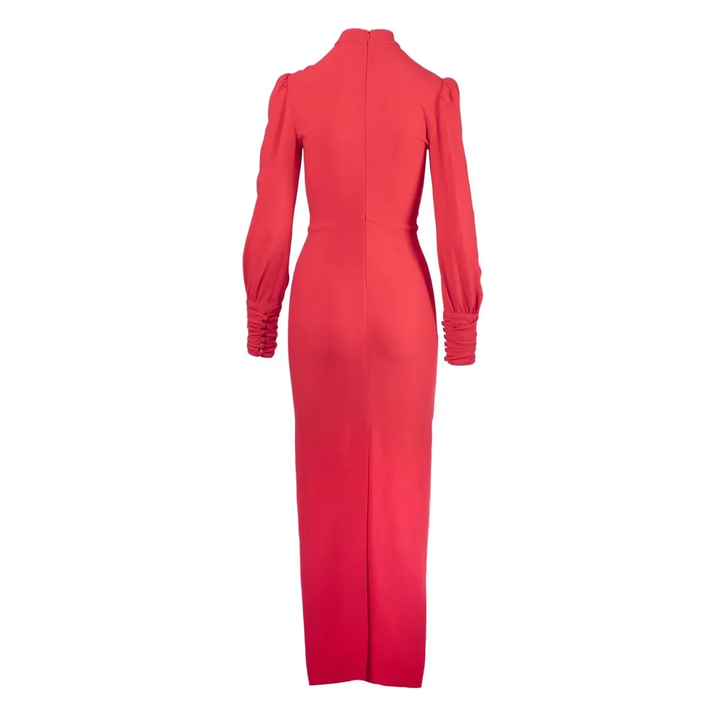 Unsigned Alessandra Rich Coral Red Embellished Shoulder Maxi Dress - '20s Red Good - Inside View