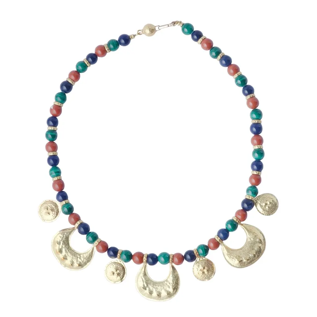 Missoni Statement Necklace in 18k Gold and Hardstones - '80s Gold Lace Good - Front View