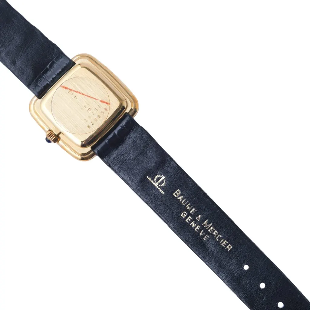 Baume Et Mercier Genève Diamond-Set Gold-Tone Wristwatch - '80s Gold Leather Good - Model View