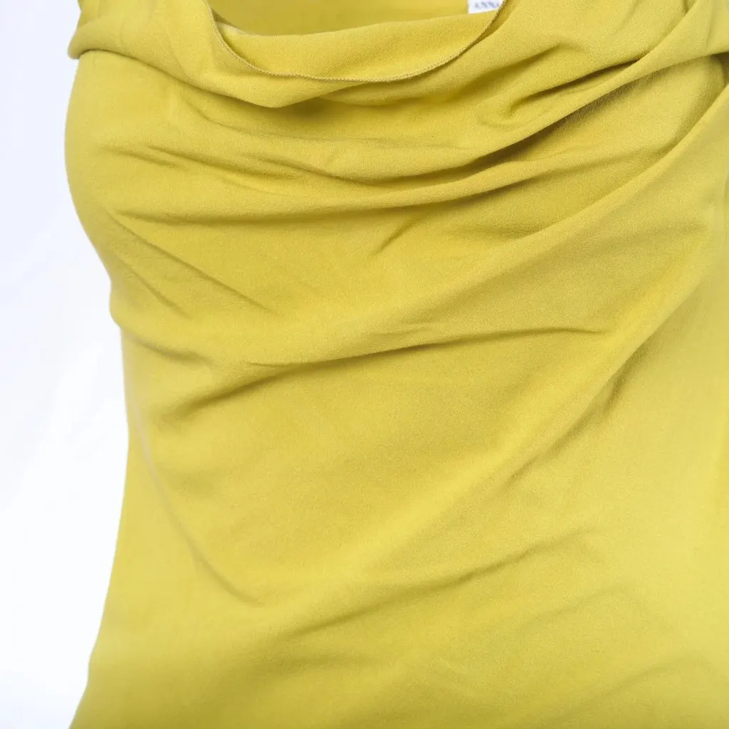Unsigned Lime Yellow Draped Midi Dress - '00s Yellow Good - Model View