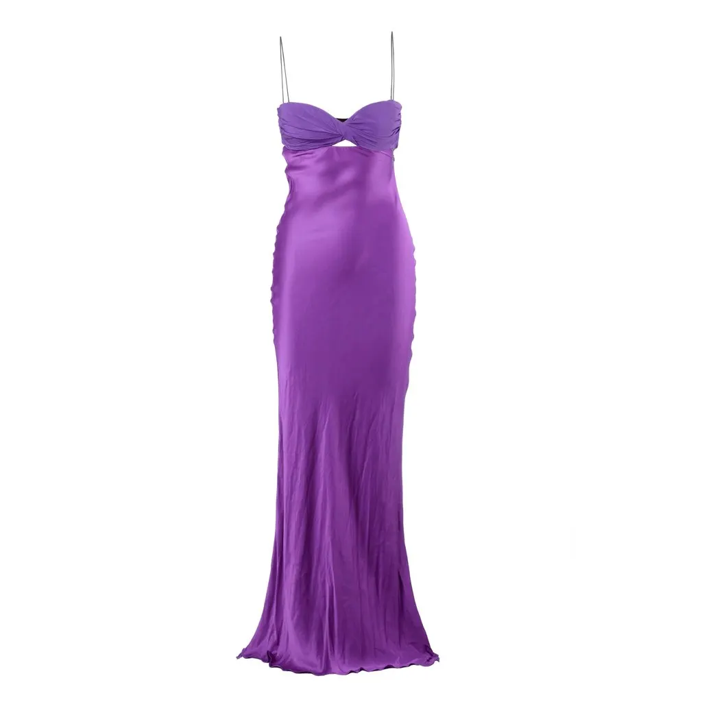 Unsigned Alessandra Rich Purple Women's Long Dress - '10s Purple Silk Good - Front View