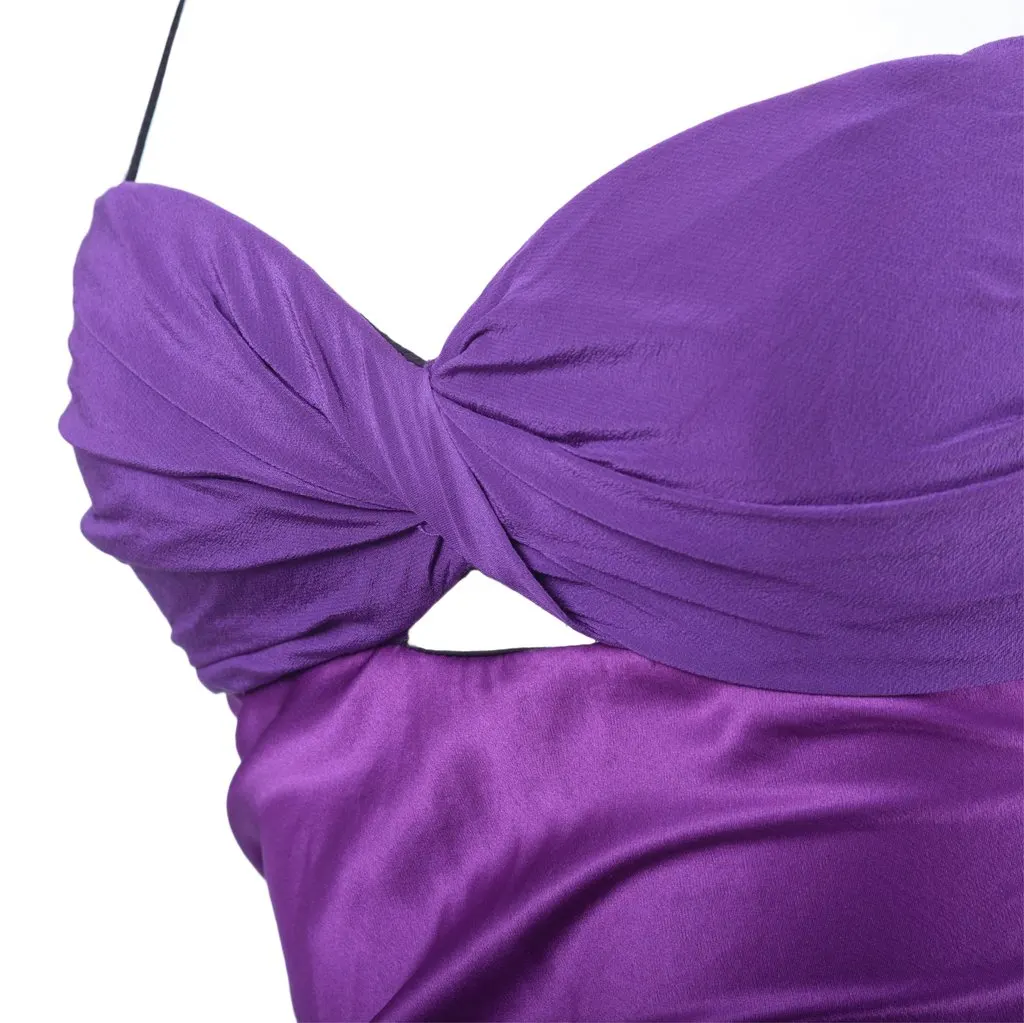 Unsigned Alessandra Rich Purple Women's Long Dress - '10s Purple Silk Good - Model View