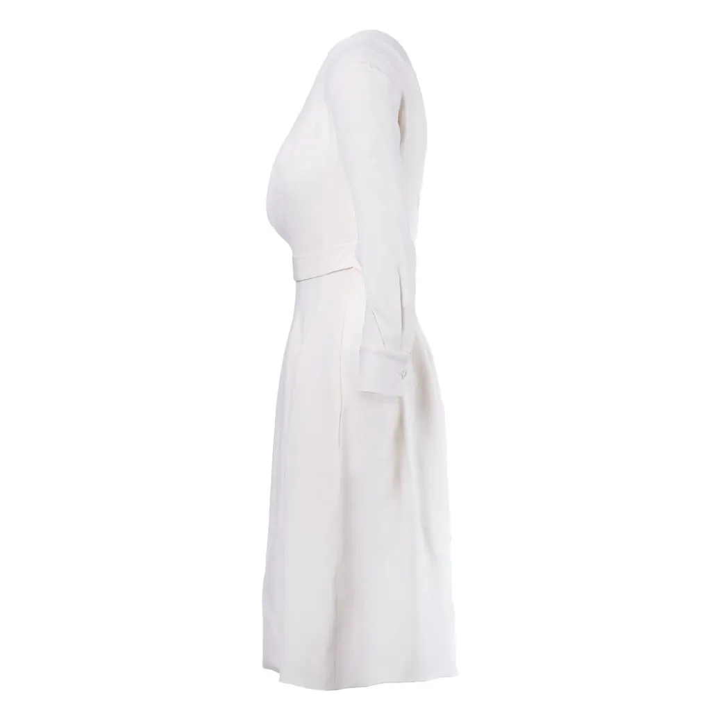 Vivienne Westwood A-Line Midi Dress with Three-Quarter Sleeves - '10s White Good - Back View