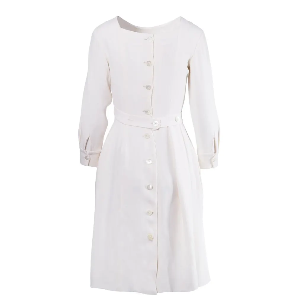 Vivienne Westwood A-Line Midi Dress with Three-Quarter Sleeves - '10s White Good - Inside View