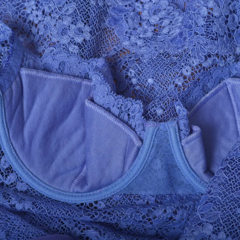 La Perla Blue Lace Bustier Slip Dress - '00s Blue Lace Good - Box View