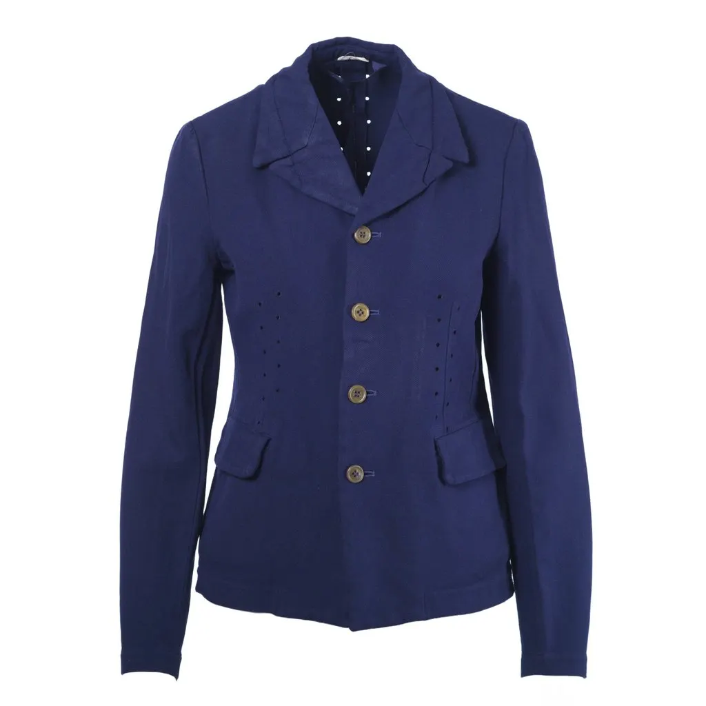 Comme des Garçons Blue Navy Perforated Blazer - '00s Navy Good - Front View