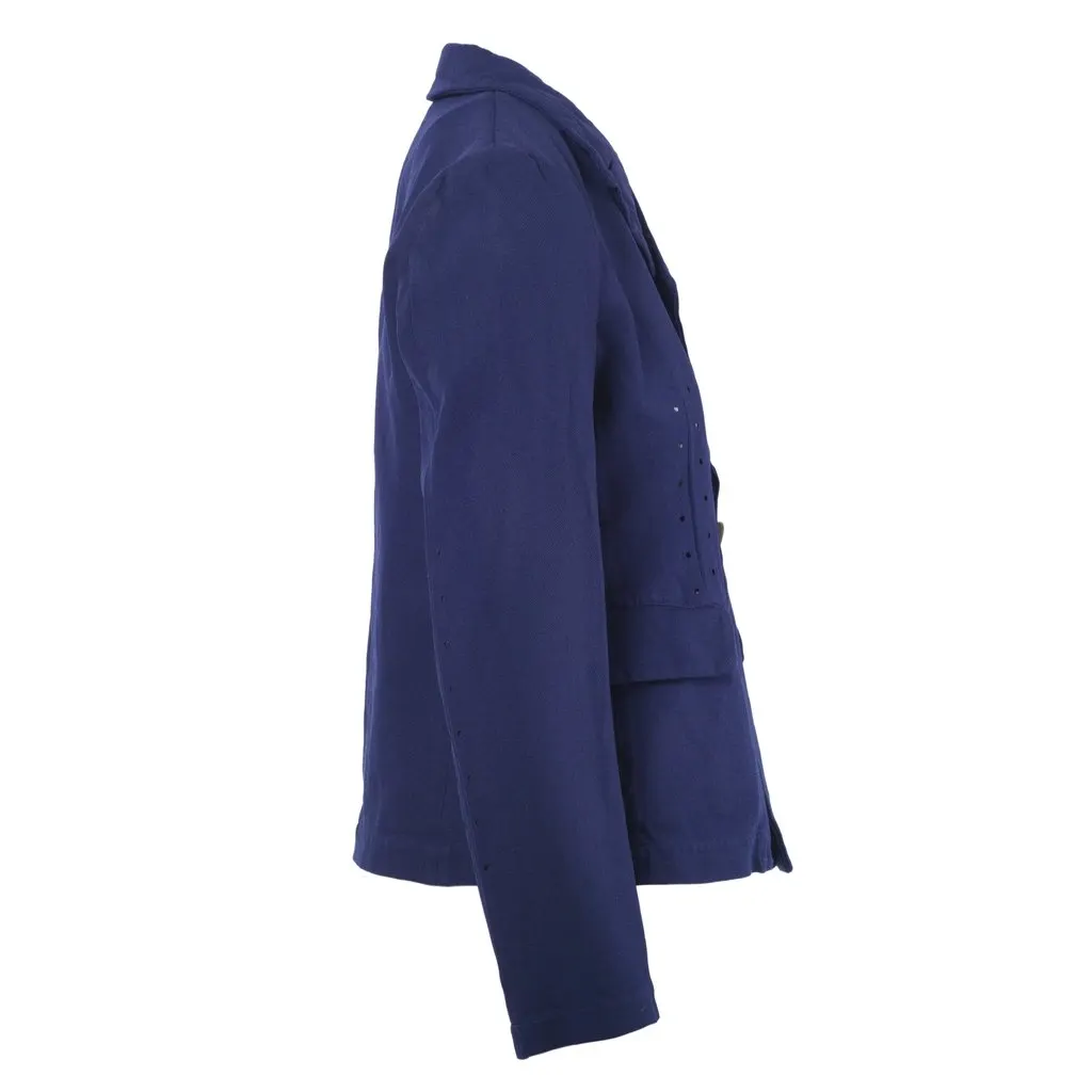 Comme des Garçons Blue Navy Perforated Blazer - '00s Navy Good - Back View