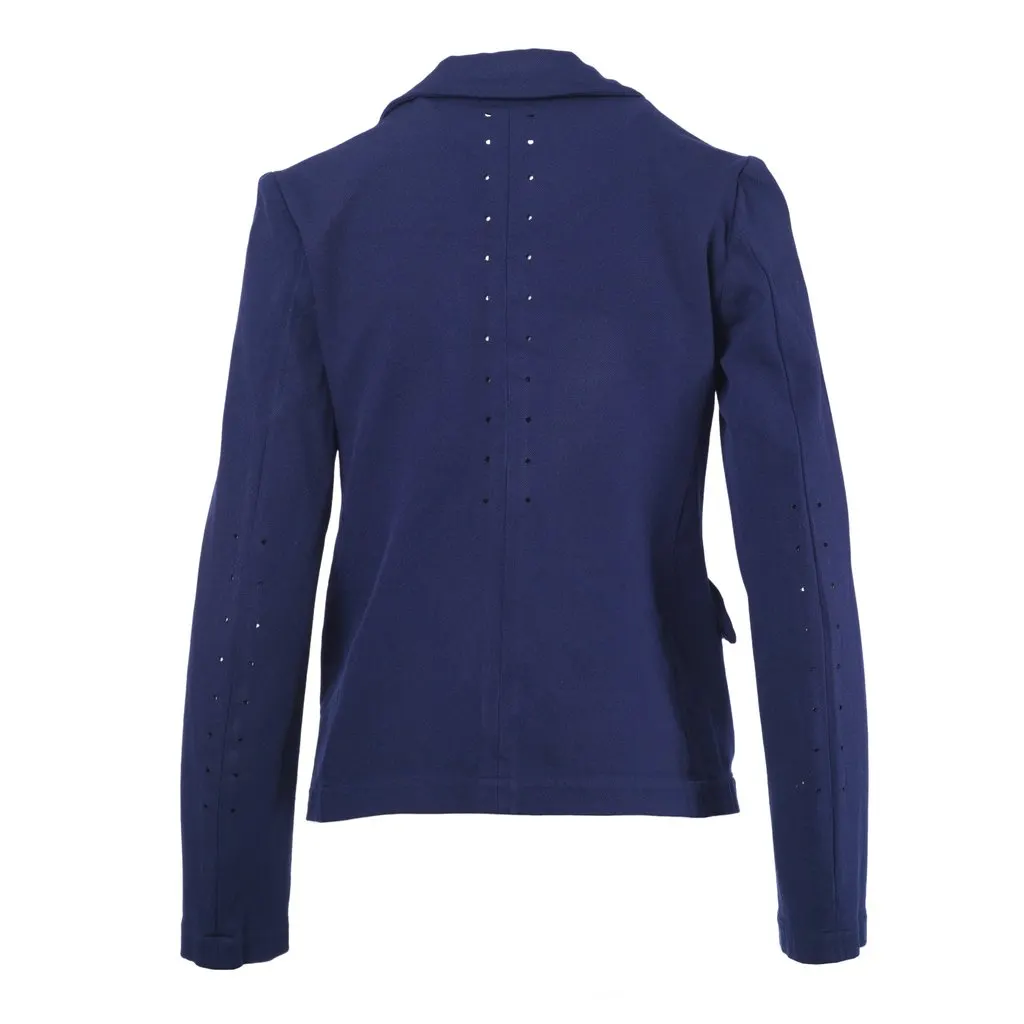 Comme des Garçons Blue Navy Perforated Blazer - '00s Navy Good - Inside View