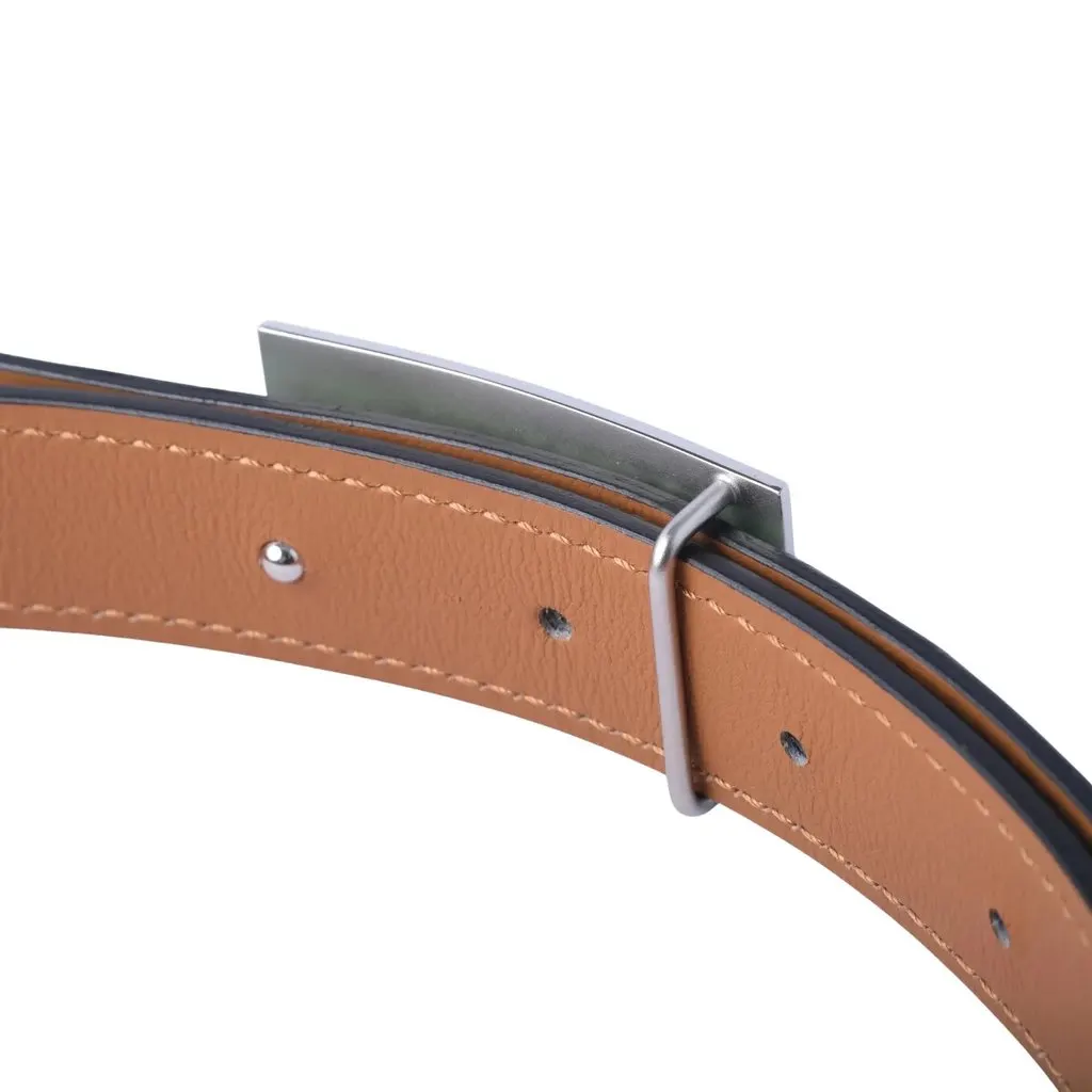 Hermès Médor Belt in Vert d’Eau Matte Alligator with Palladium Hardware - '10s Red Leather Good - Inside View