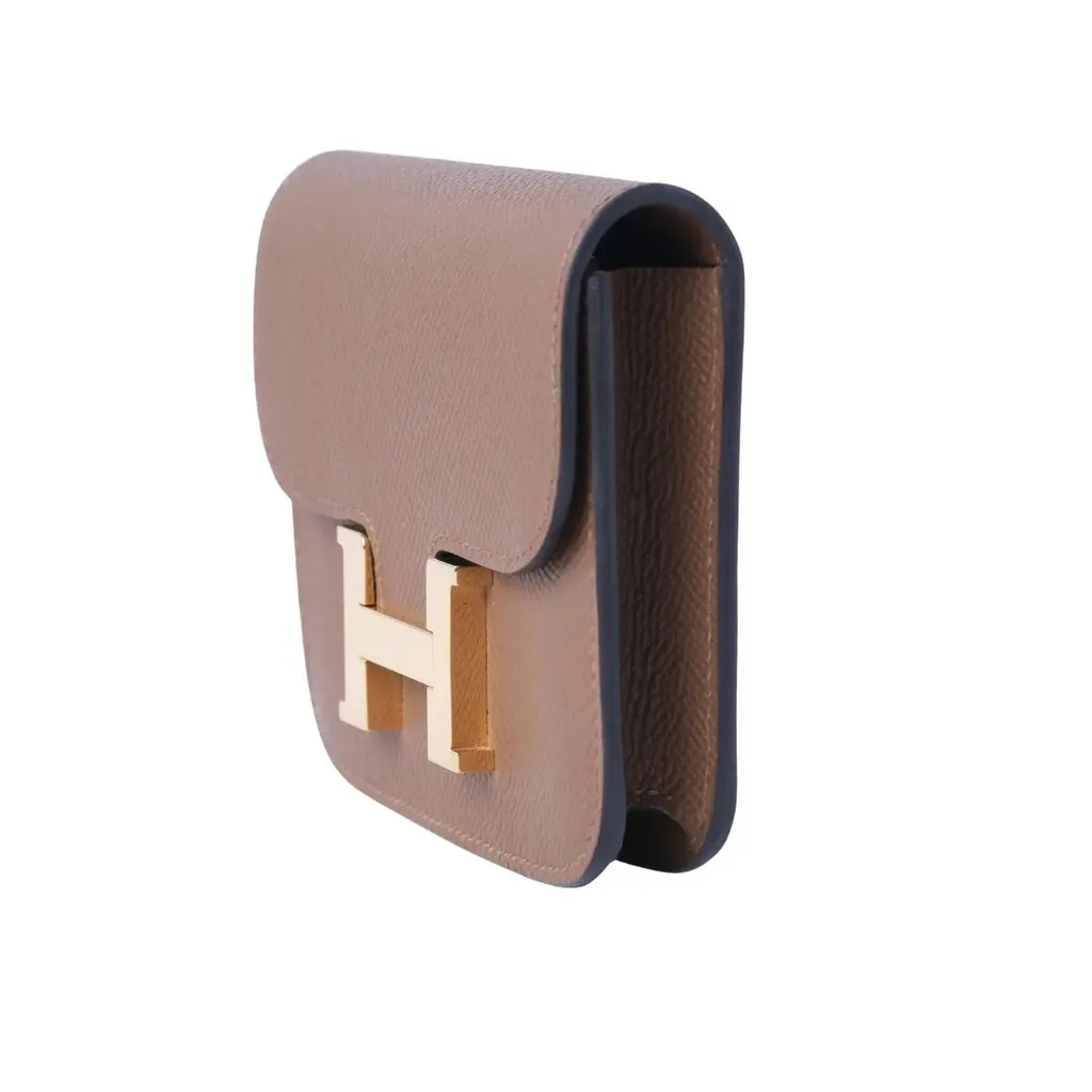 Hermès Constance Slim Belt Wallet in Taupe Epsom Leather with Gold Hardware - '20s MultiColor Leather Good - Back View