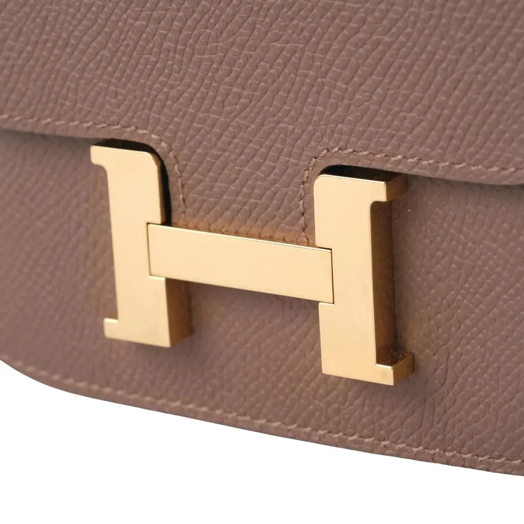 Hermès Constance Slim Belt Wallet in Taupe Epsom Leather with Gold Hardware - '20s MultiColor Leather Good - Box View