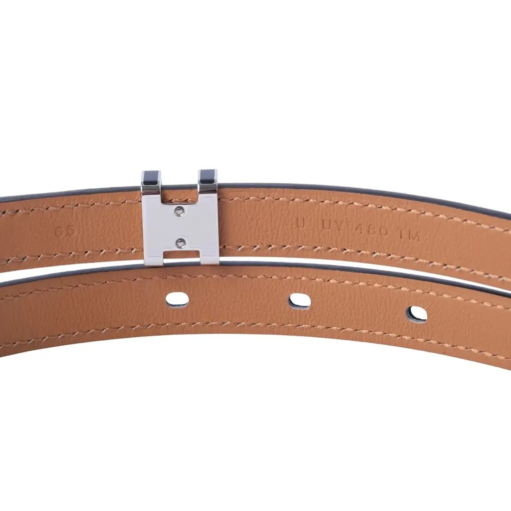 Hermès Pop H Belt 15mm Black Epsom Leather Palladium Hardware - '20s Black Leather Good - Model View