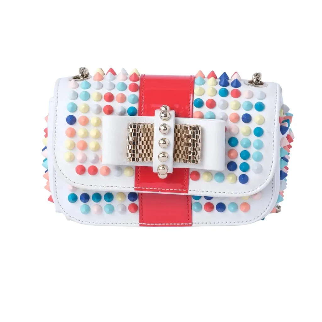 Christian Louboutin Charity” Spiked Mini Bag - '10s White Leather Good - Front View