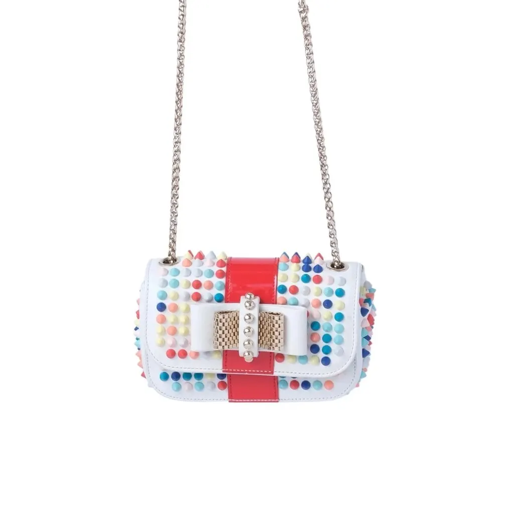 Christian Louboutin Charity” Spiked Mini Bag - '10s White Leather Good - Back View