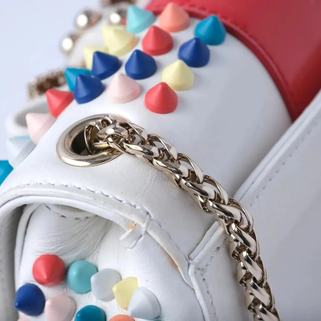 Christian Louboutin Charity” Spiked Mini Bag - '10s White Leather Good - Box View