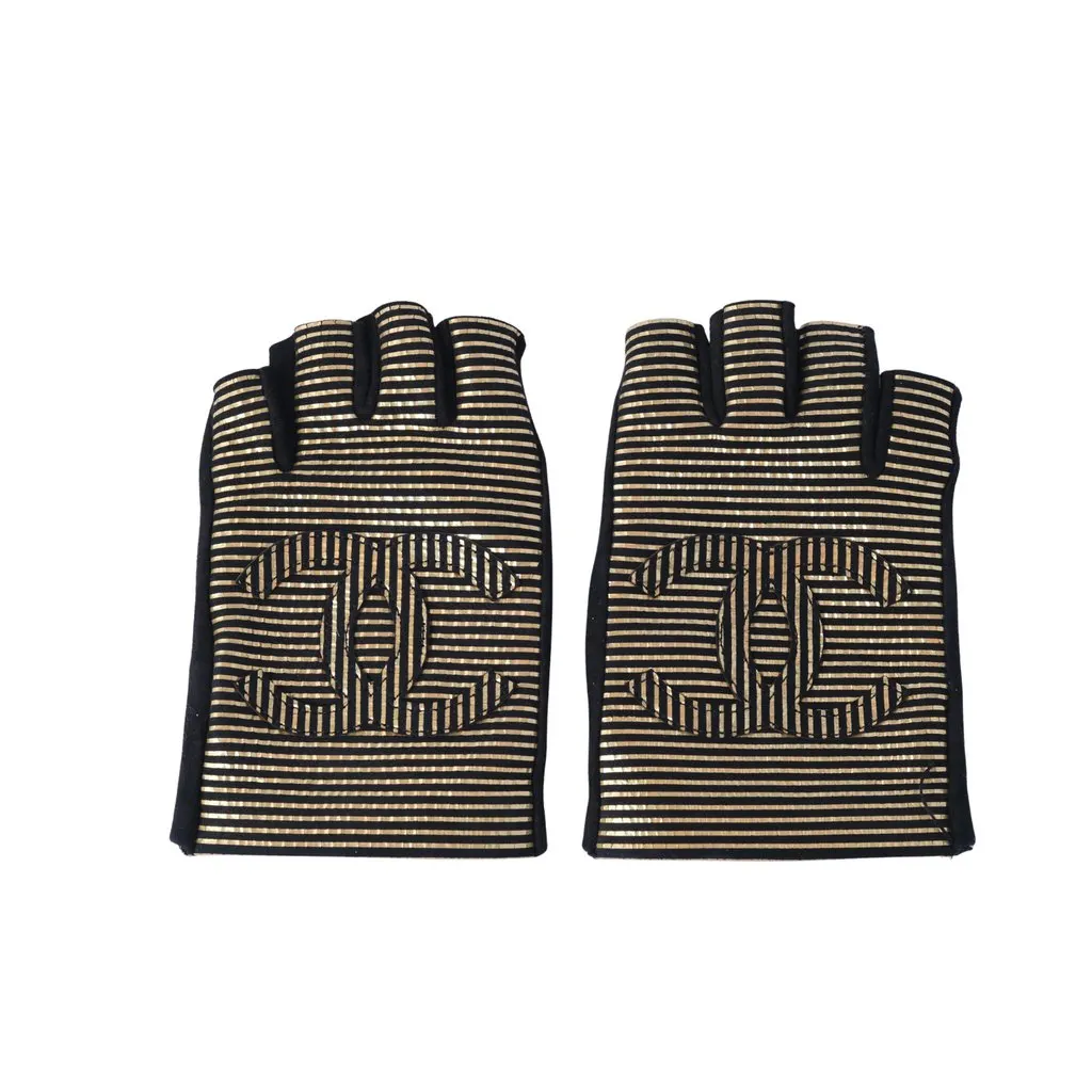 Chanel Paris–New York CC Fingerless Gloves with Tags - '10s Black Good - Front View