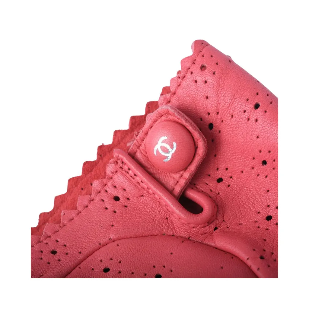 Chanel Leather Women's Pink Fingerless Motorcycle Gloves - '10s Pink Leather Good - Inside View