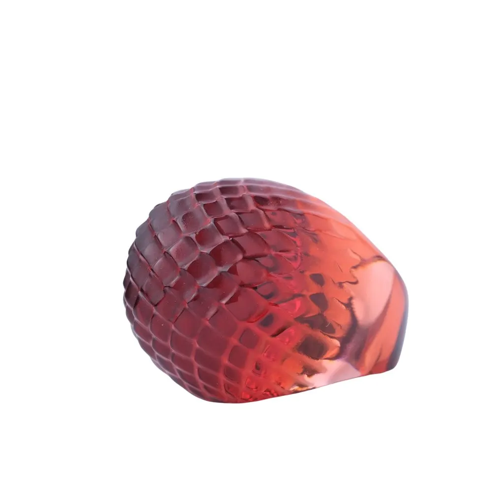 Unsigned Lalique Bague Serpent Ruby Red Crystal Ring Snake Jewelry Mib - '00s Red Good - Front View