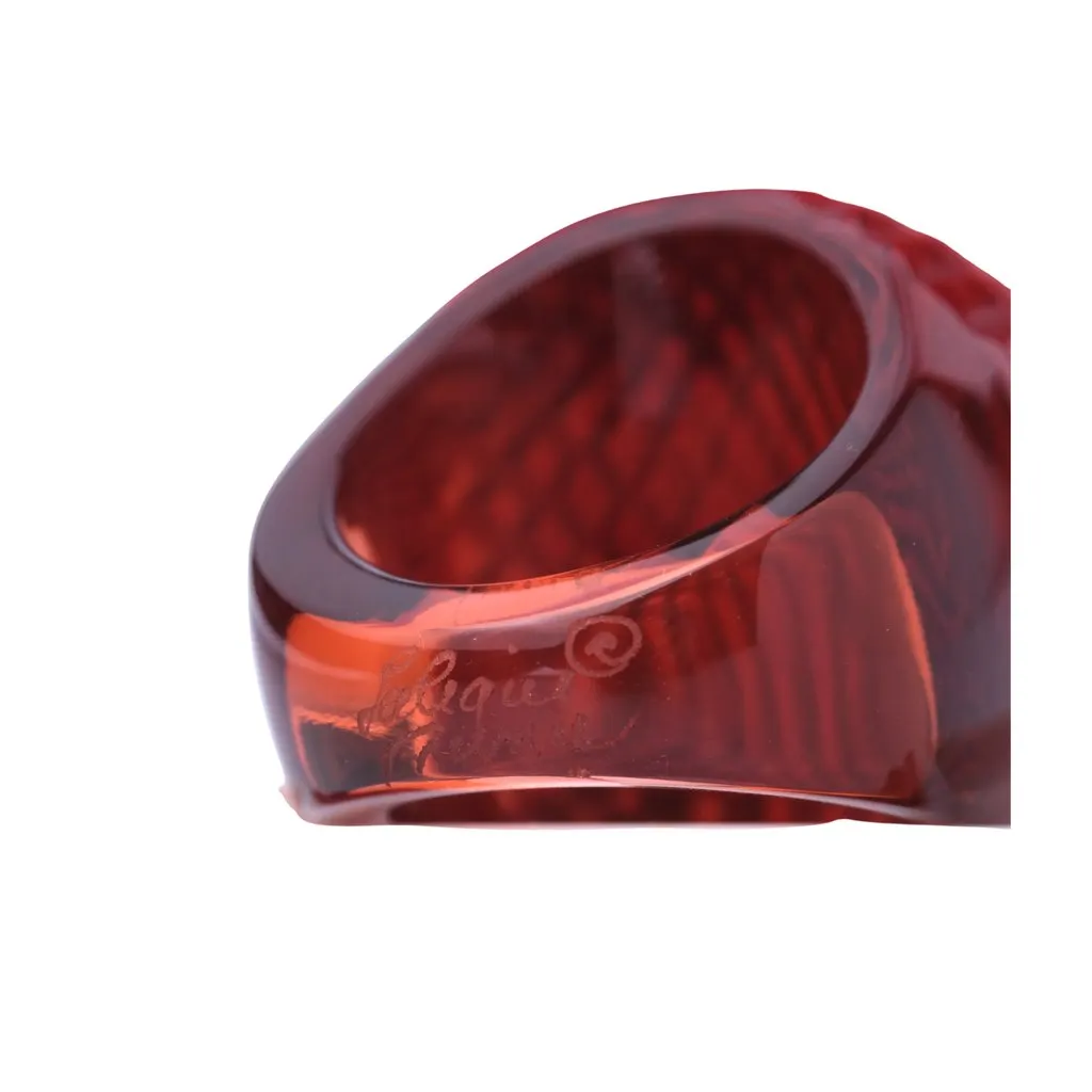 Unsigned Lalique Bague Serpent Ruby Red Crystal Ring Snake Jewelry Mib - '00s Red Good - Model View