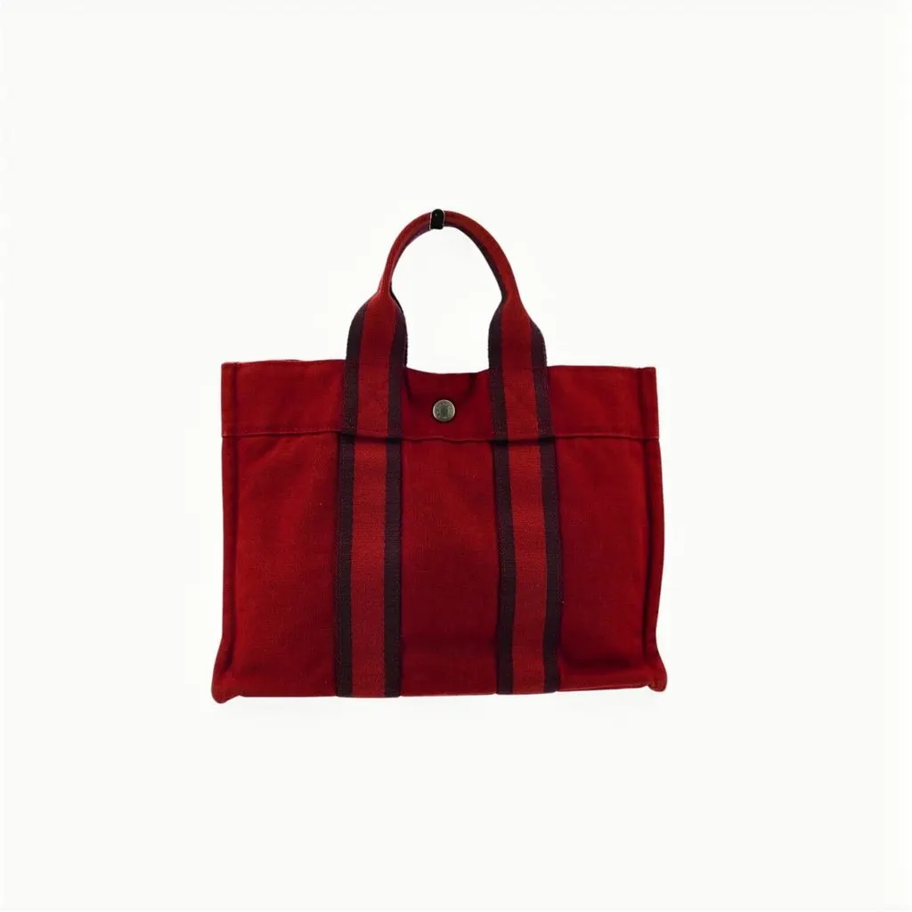Hermes Tote Bag Vintage Fourre-Tout Red Cotton Good - Inside View
