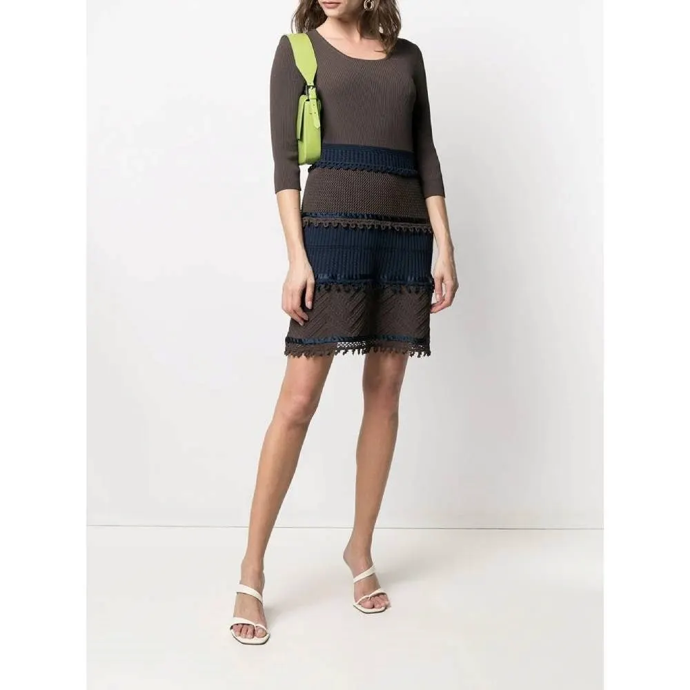 Chanel Brown and Blue Dress - 2000s Brown Good - Back View