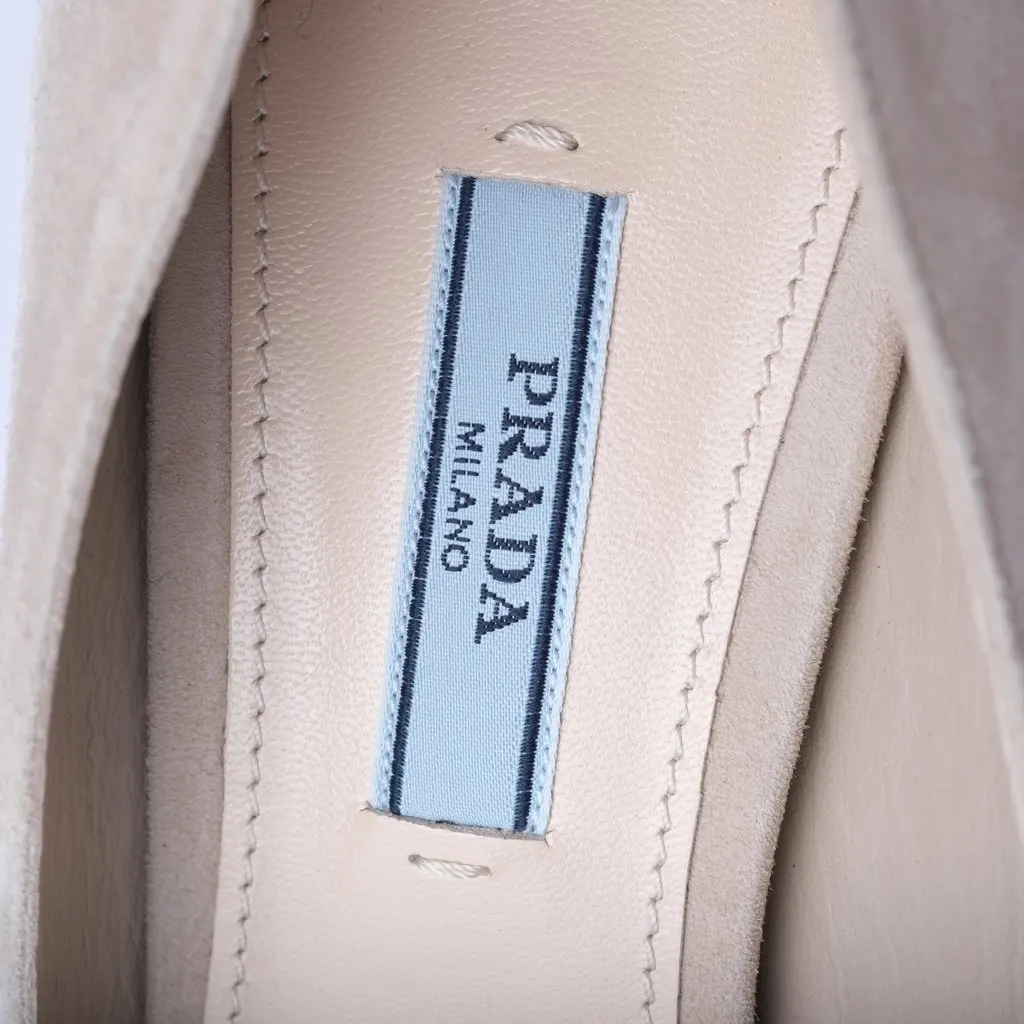 Prada Suede Wave Cut-Out Pumps - '10s Beige Suede Good - Model View
