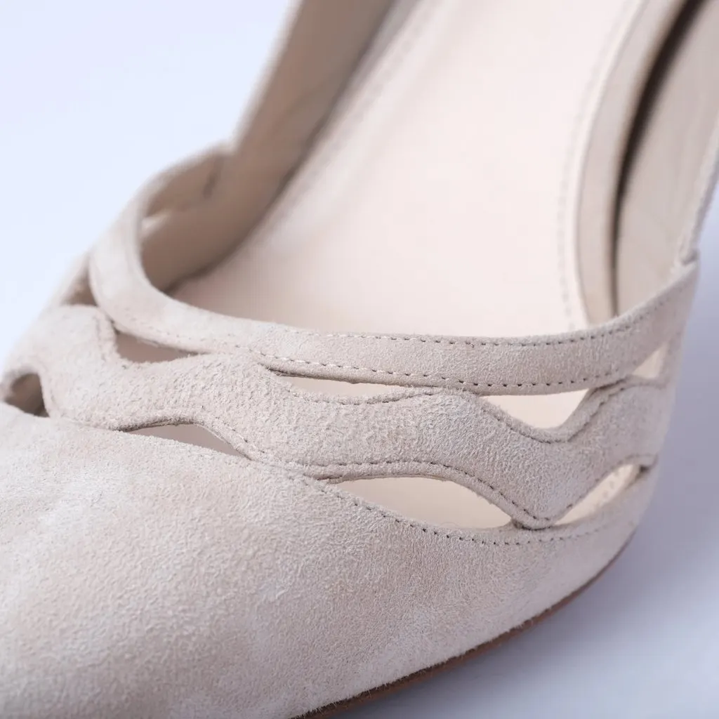 Prada Suede Wave Cut-Out Pumps - '10s Beige Suede Good - Box View