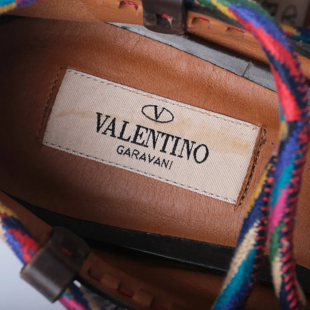 Valentino Garavani Printed Leather Wrap Ballet Flats in Brown - '10s Brown Leather Good - Model View