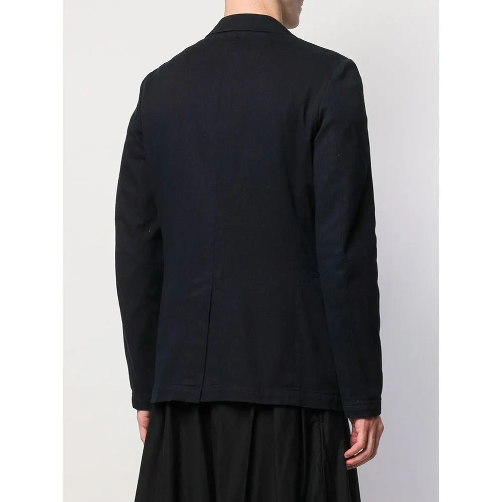 Comme des Garçons Dark Blue Cotton Jacket - 2000s Blue Cotton Good - Model View
