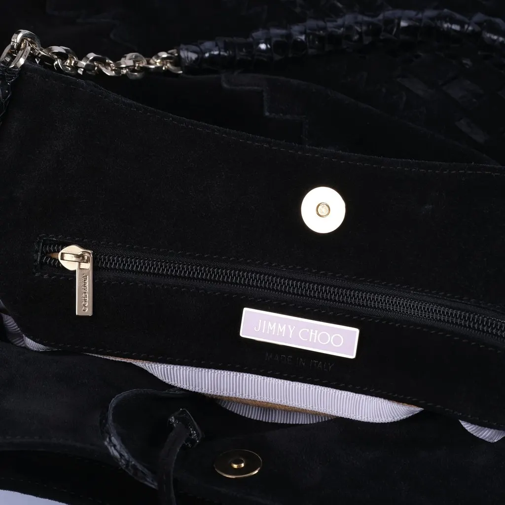 Jimmy Choo Tatum Leather & Suede Fringe Hobo Bag - '10s Black Leather Good - Inside View
