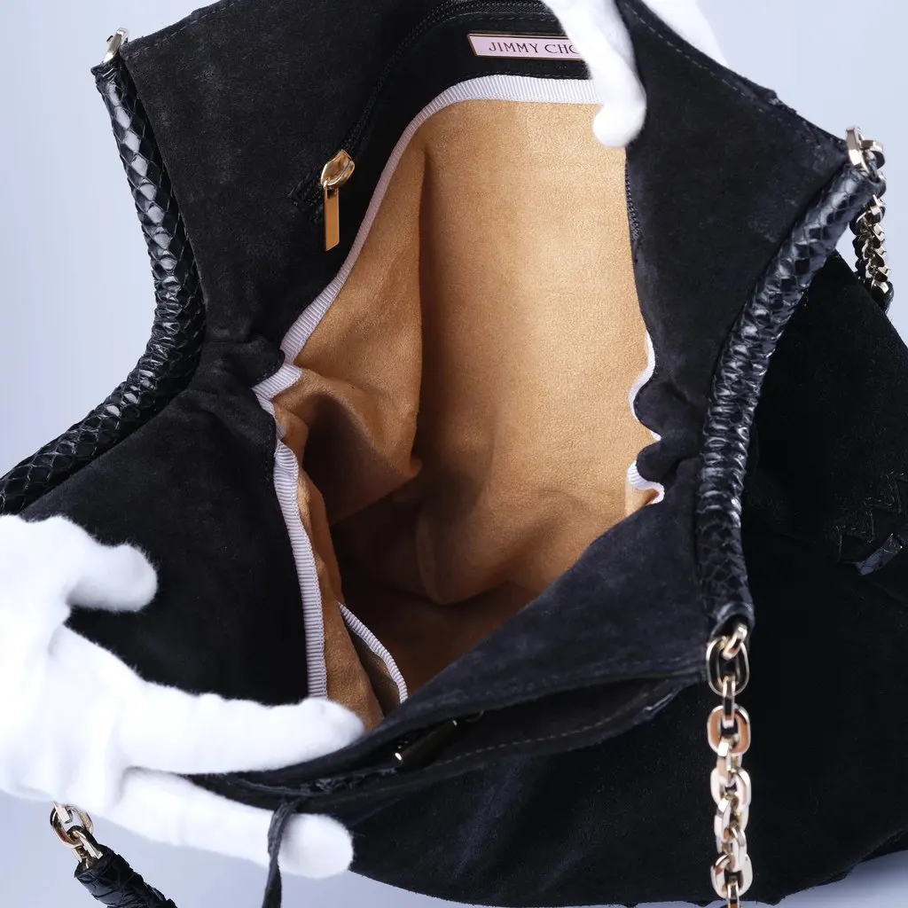 Jimmy Choo Tatum Leather & Suede Fringe Hobo Bag - '10s Black Leather Good - Model View