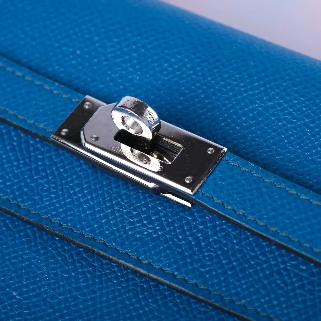 Hermès Bleu Zanzibar Kelly Long Wallet Chevre Leather Palladium Hardware MultiColor Leather Good - Inside View