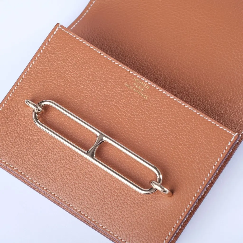 Hermès Roulis Wallet Gold Evercolor Leather - '20s Gold Leather Good - Inside View