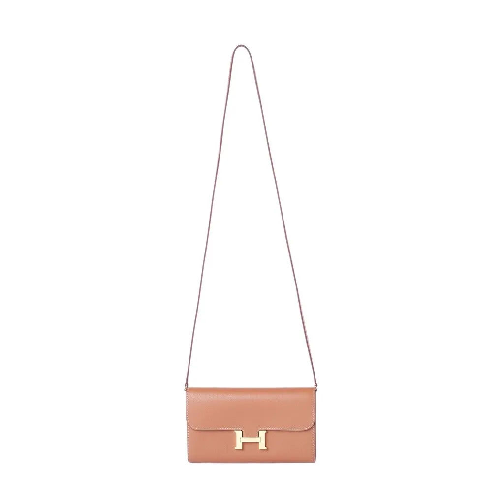 Hermès Constance To Go Wallet in Gold Epsom Leather with Gold Hardware - '20s MultiColor Leather Good - Back View
